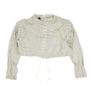 Unravel Project – mit Spitze – verkürzt – Langarm – T-Shirt – Grau