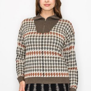Pullover – Herbst, Hahnentrittmuster, gestrickt, 7832986648636
