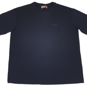 Bally Herren-T-Shirt – 6301168, Marineblau, Baumwolle, V-Ausschnitt, Logo, 7706097942588