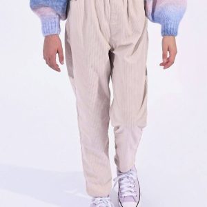 Mädchen-Hose – Cord, hoher Bund, Beige, 7733639675964