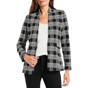 Blazer – Baumwollmischung, Karomuster, eins, Knopf