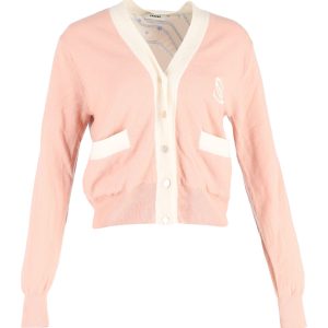 Sandro Strickjacke – Knopfleiste vorne, Rosa, Wolle, 7748646404156