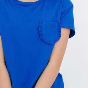 T-Shirt – Königsblau, Rüschen, Taschen