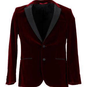 Hugo Boss Jacke – schmale Passform, Samt, Bordeauxrot, Baumwolle, 7748744609852