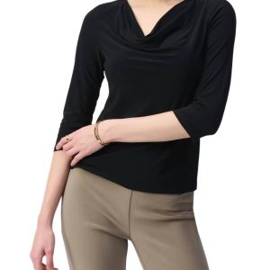 Wasserfallkragen – Top – Schwarz – 7803856551996