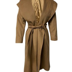 Max Mara Mantel – mit Kapuze, Braun, Kaschmir, 7766511124540