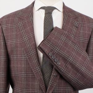Blazer – Bordeauxrot, Karomuster, Wolle, zwei, Knopf