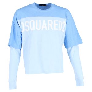 T-Shirt – Dsquared2, Langarm, Hellblau, Baumwolle, 7748647452732