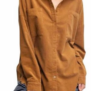 Hemd – Cord, mit Knopfleiste, Camel