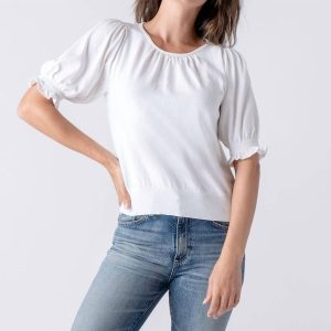 T-Shirt – Puffärmel, Weiß