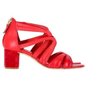 Sandro Sandalen – Blockabsatz, Rot, Leder