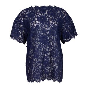 Valentino Top – mit Spitze, Marineblau, Baumwolle, 7703681433660