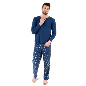 Herren-Top – Baumwolle, Fleece, Hose, Schlafanzug, Mondmotiv