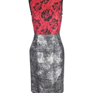 Dolce & Gabbana Kleid – bedruckt, ärmellos, Rot, Silber, Acetat