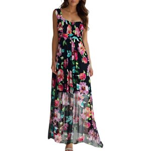 Kleid – bedruckt, Mesh, Maxi