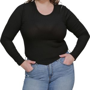 Junior-Top – zum Überziehen, Damen, Rundhalsausschnitt, gerippt