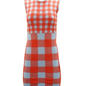 Staud Kleid – Chili, Vichykaro, Viskose, Orange, bedruckt, 7748777672764