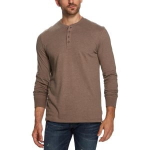 Henley-Shirt – Langarm, leger, Hemd