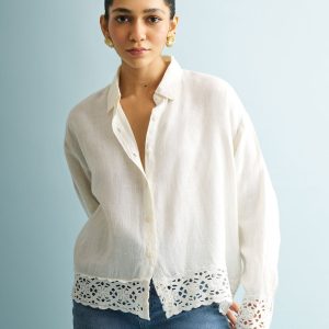 Off-white Hemd – mit Knopfleiste, mit Spitze