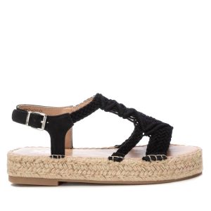 Damen – flache Sandalen – Schwarz – 7703563567164