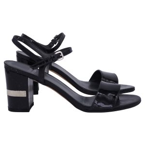 Stuart Weitzman Sandalen – Knöchelriemen, Schwarz, Lackleder, 7748685922364