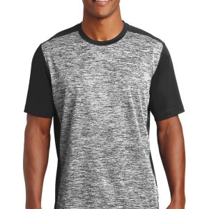 Sport-Tek Herren-T-Shirt – PosiCharge, Electric Heather, Colorblock, ST395