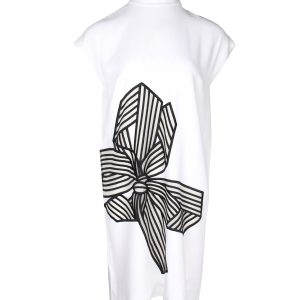 Stella McCartney Kleid – Schleife, bedruckt, Stehkragen, Weiß, Viskose, 7748726652988