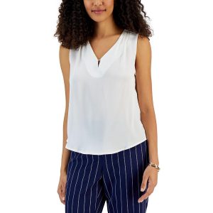 Bluse – Kurzgrößen, plissiert, ärmellos