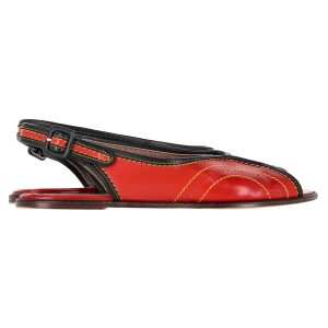 Marni Ballerinas – Fersenriemen, offene Schuhspitze, Rot, Leder, 7748757061692