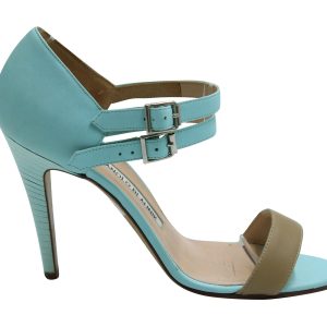 Manolo Blahnik Pumps – Knöchelriemen, Blau, Leder, 7833156026428