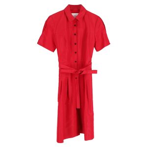 Carolina Herrera Poloshirt – Midi, Kleid, Rot, Baumwolle
