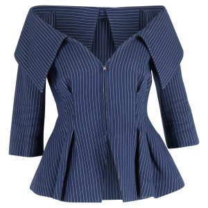 Fendi Jacke – schulterfrei, Blau, Baumwolle, 7833189351484